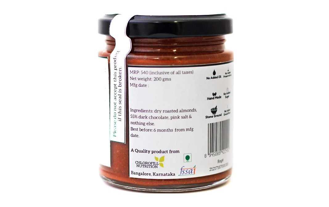 All Over Nuts 55% Dark Chocolate Almond Butter Creamy   Glass Jar  200 grams